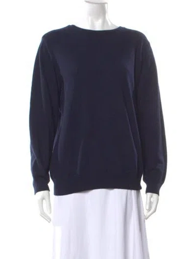 Pre-owned Burberry Merino Wool Bateau Neckline Sweater In Blue
