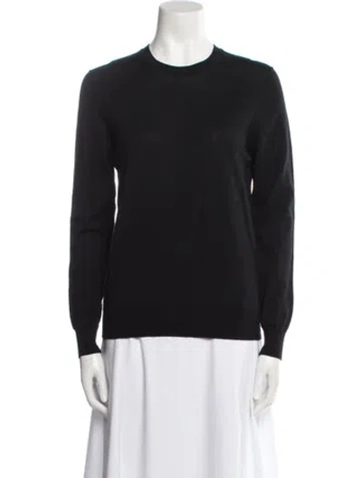 Pre-owned Burberry Merino Wool Crew Neck Sweater In Black