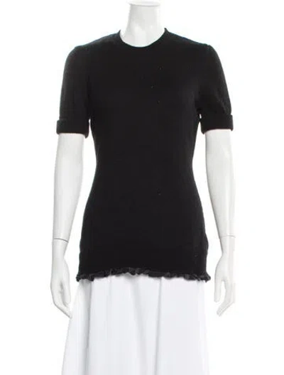 Pre-owned Burberry Merino Wool Crew Neck Sweater In Black