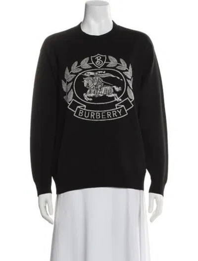 Pre-owned Burberry Merino Wool Crew Neck Sweater In Black