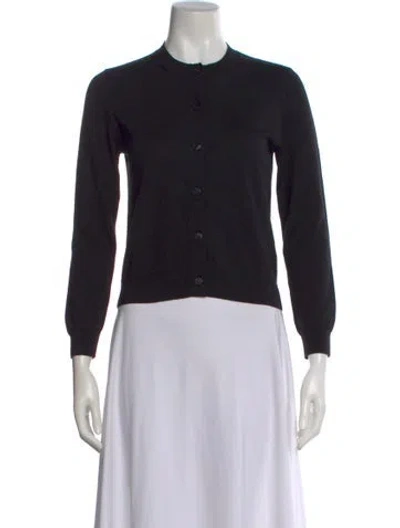 Pre-owned Burberry Merino Wool Crew Neck Sweater In Black