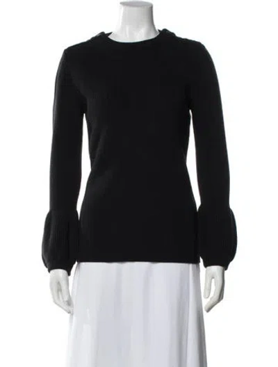 Pre-owned Burberry Merino Wool Crew Neck Sweater In Black