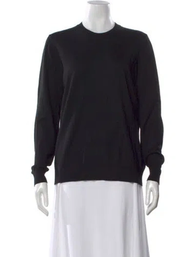 Pre-owned Burberry Merino Wool Crew Neck Sweater In Black