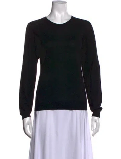 Pre-owned Burberry Merino Wool Crew Neck Sweater In Black