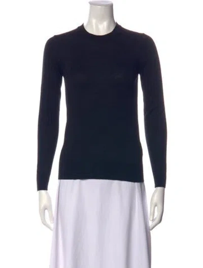 Pre-owned Burberry Merino Wool Crew Neck Sweater In Black