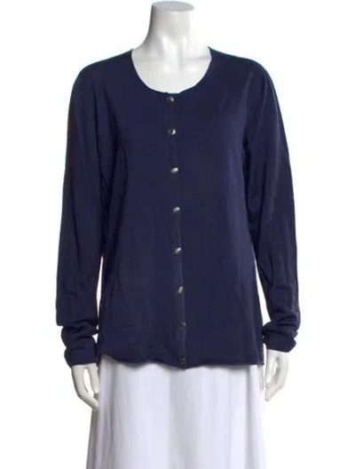 Pre-owned Burberry Merino Wool Crew Neck Sweater In Blue