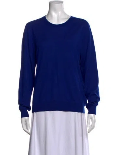 Pre-owned Burberry Merino Wool Crew Neck Sweater In Blue