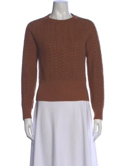 Pre-owned Burberry Merino Wool Crew Neck Sweater In Brown
