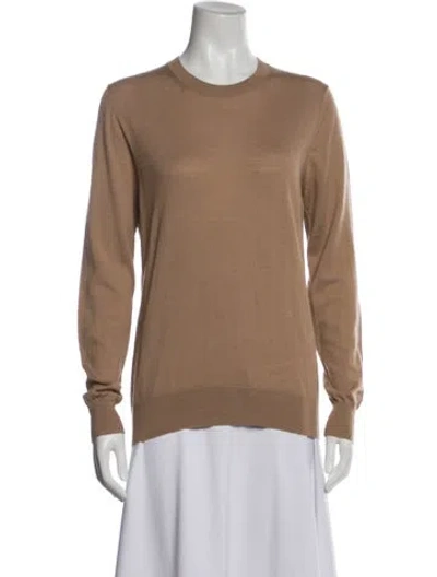 Pre-owned Burberry Merino Wool Crew Neck Sweater In Brown
