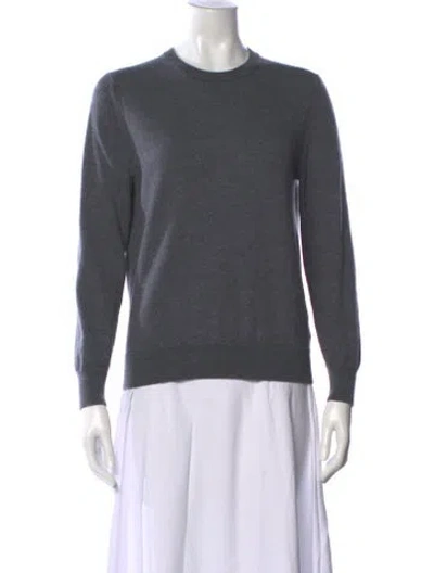 Pre-owned Burberry Merino Wool Crew Neck Sweater In Gray