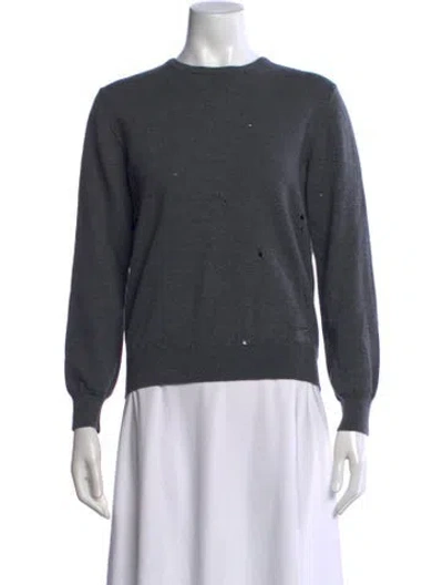 Pre-owned Burberry Merino Wool Crew Neck Sweater In Gray