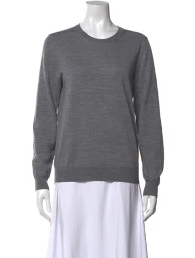 Pre-owned Burberry Merino Wool Crew Neck Sweater In Gray
