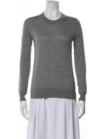 Pre-owned Burberry Merino Wool Crew Neck Sweater In Grey