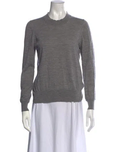 Pre-owned Burberry Merino Wool Crew Neck Sweater In Grey