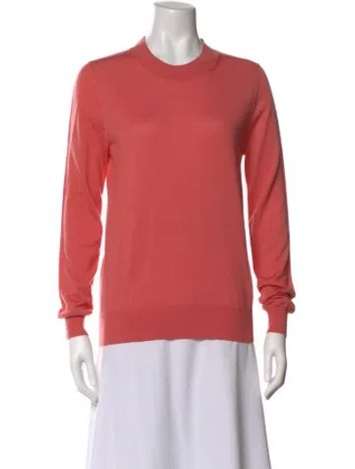 Pre-owned Burberry Merino Wool Crew Neck Sweater In Pink