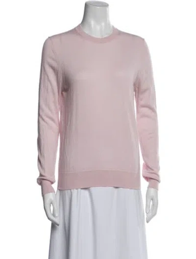 Pre-owned Burberry Merino Wool Crew Neck Sweater In Pink