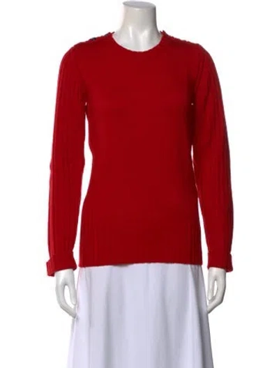 Pre-owned Burberry Merino Wool Crew Neck Sweater In Red