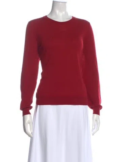Pre-owned Burberry Merino Wool Crew Neck Sweater In Red