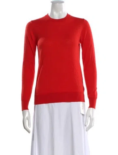 Pre-owned Burberry Merino Wool Crew Neck Sweater In Red