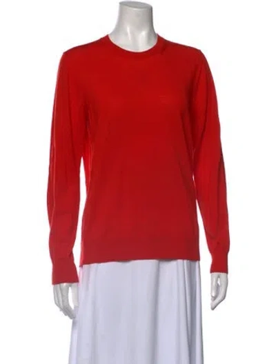 Pre-owned Burberry Merino Wool Crew Neck Sweater In Red