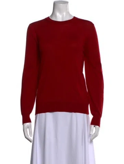 Pre-owned Burberry Merino Wool Crew Neck Sweater In Red