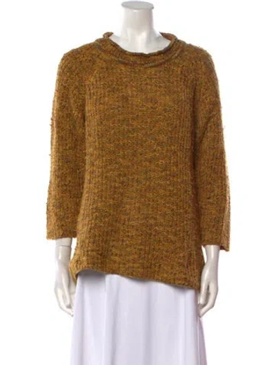 Pre-owned Burberry Merino Wool Crew Neck Sweater In Yellow