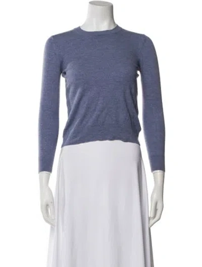 Pre-owned Burberry Merino Wool Crew Neck Sweatshirt In Blue