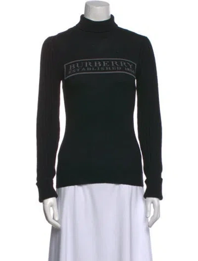 Pre-owned Burberry Merino Wool Graphic Print Sweater In Black