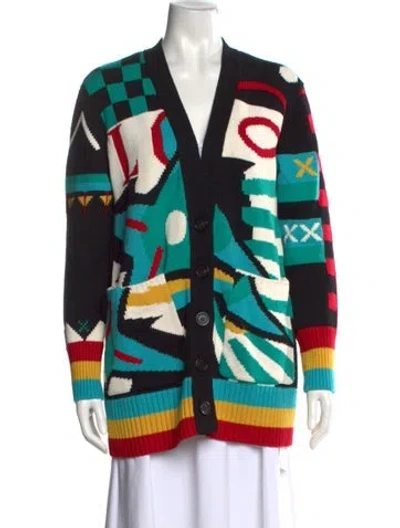 Pre-owned Burberry Merino Wool Graphic Print Sweater In Black