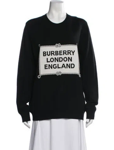 Pre-owned Burberry Merino Wool Graphic Print Sweater In Black
