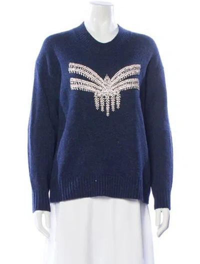 Pre-owned Burberry Merino Wool Graphic Print Sweater In Blue