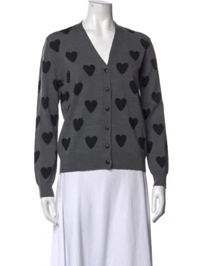 Pre-owned Burberry Merino Wool Graphic Print Sweater In Grey