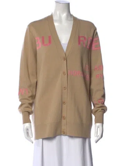 Pre-owned Burberry Merino Wool Graphic Print Sweater In Neutral