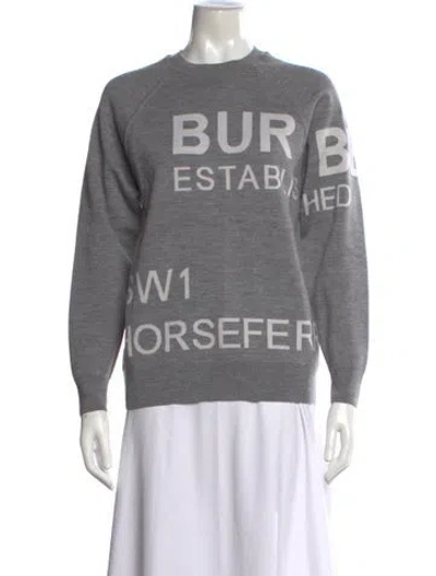 Pre-owned Burberry Merino Wool Graphic Print Sweatshirt In Gray