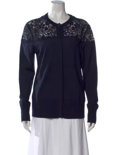 Pre-owned Burberry Merino Wool Lace Pattern Sweater In Black