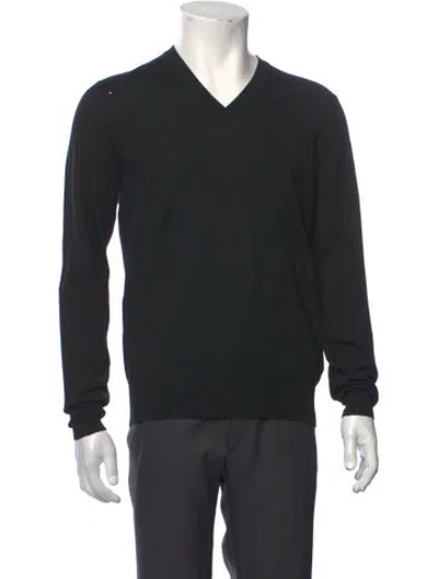 Pre-owned Burberry Merino Wool Long Sleeve Shirt In Black