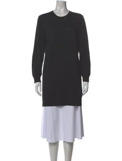 Pre-owned Burberry Merino Wool Mini Dress In Black