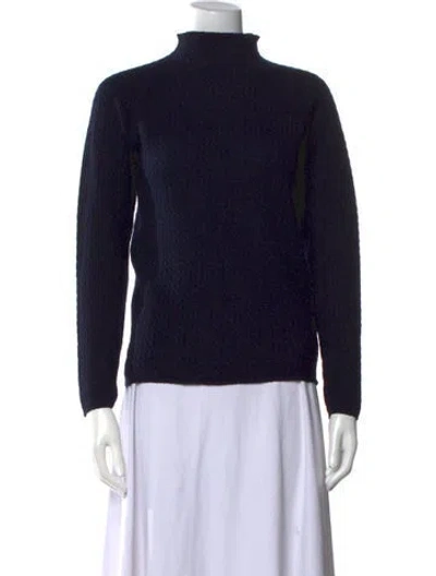 Pre-owned Burberry Merino Wool Mock Neck Sweater In Black