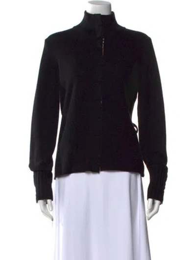 Pre-owned Burberry Merino Wool Mock Neck Sweater In Black