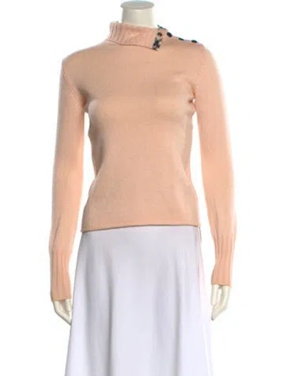Pre-owned Burberry Merino Wool Mock Neck Sweater In Pink