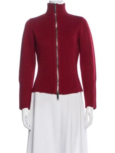 Pre-owned Burberry Merino Wool Mock Neck Sweater In Red