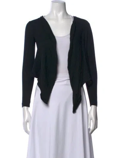 Pre-owned Burberry Merino Wool Open Front Sweater In Black