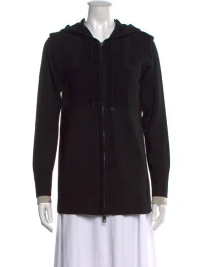 Pre-owned Burberry Merino Wool Open Front Sweater In Black