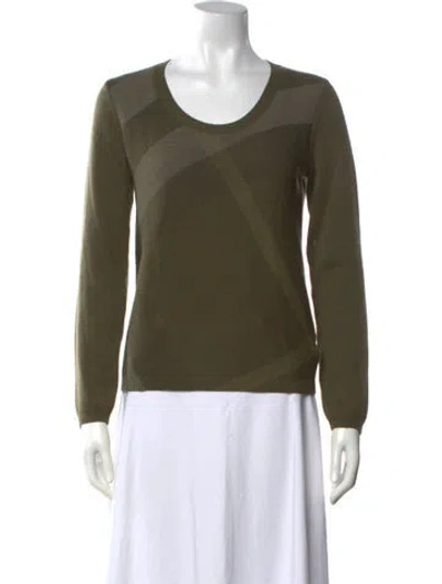 Pre-owned Burberry Merino Wool Patterned Sweater In Green