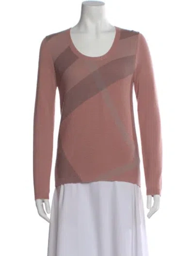 Pre-owned Burberry Merino Wool Patterned Sweater In Pink