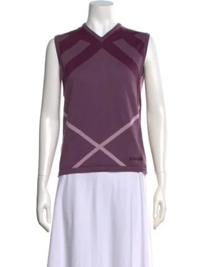 Pre-owned Burberry Merino Wool Patterned Sweater In Purple