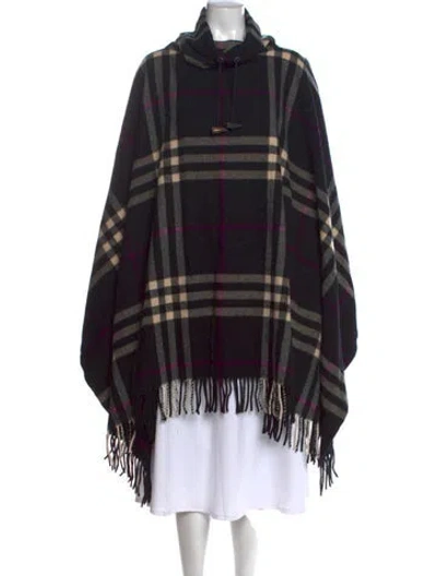 Pre-owned Burberry Merino Wool Plaid Print Sweater In Black