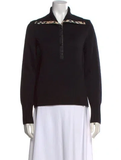 Pre-owned Burberry Merino Wool Plaid Print Sweater In Black