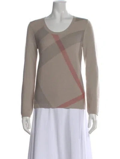 Pre-owned Burberry Merino Wool Plaid Print Sweater In Gray