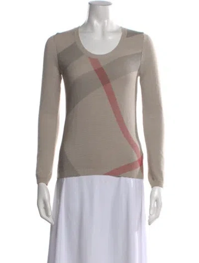 Pre-owned Burberry Merino Wool Plaid Print Sweater In Gray